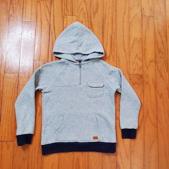 7 For All Mankind Boys Gray Pockets Full Zip Long Sleeve Hooded Jacket Size M - Picture 1 of 7